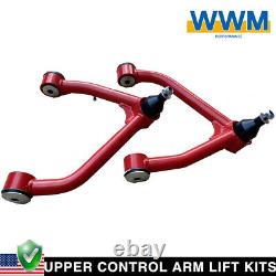 2-4 Lift Kit Tubular Upper Control Arm Red for 2007-2015 Chevy Silverado 1500