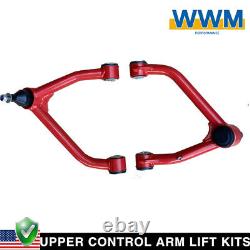 2-4 Lift Kit Tubular Upper Control Arm for 2007-2015 Chevy Silverado 1500 Red