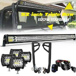 52 LED Light Bar+ Upper Mount Bracket+4X Fog Pods For 07-18 Jeep JK Wrangler