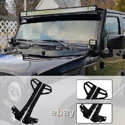 52 LED Light Bar+ Upper Mount Bracket+4X Fog Pods For 07-18 Jeep JK Wrangler