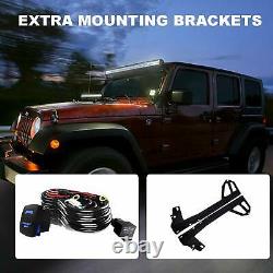 52 LED Light Bar+ Upper Mount Bracket+4X Fog Pods For 07-18 Jeep JK Wrangler