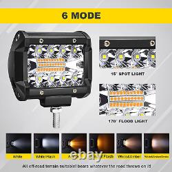 52 in 5D Straight LED Light Bar Combo +2X4'' Pods Offraod For 07-18 Wrangler JK