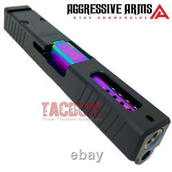 AGGRESSIVE ARMS Black PVD RMR SLIDE & RAINBOW PORTED Barrel For Glok 19 GEN 3 US