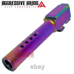AGGRESSIVE ARMS Black PVD RMR SLIDE & RAINBOW PORTED Barrel For Glok 19 GEN 3 US
