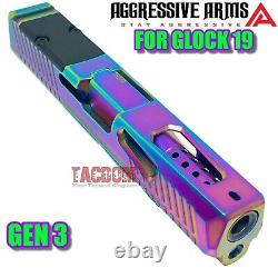 AGGRESSIVE ARMS CHAMELEON RMR SLIDE & RAINBOW PORTED Barrel For GL0CK 19 GEN 3