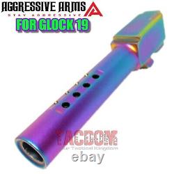 AGGRESSIVE ARMS CHAMELEON RMR SLIDE & RAINBOW PORTED Barrel For GL0CK 19 GEN 3