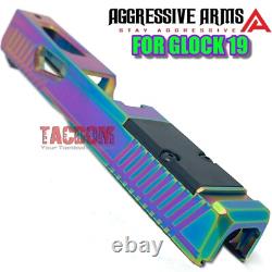 AGGRESSIVE ARMS CHAMELEON RMR SLIDE & RAINBOW PORTED Barrel For GL0CK 19 GEN 3