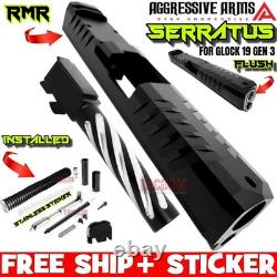 AGGRESSIVE ARMS COMPLETE SLIDE SERRATUS For GLOCK 19 GEN 3 RMR SPIRAL BARREL
