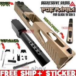 AGGRESSIVE ARMS FDE TAN MAMBA COMPLETE PORTED SLIDE BARREL For GLOCK 19 GEN 5