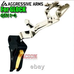 AGGRESSIVE ARMS Frame Slide Parts Kit GL0CK 19 GEN 3 BLACK GOLD TRIGGER STRIKER