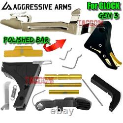 AGGRESSIVE ARMS Frame Slide Parts Kit GL0CK 19 GEN 3 BLACK GOLD TRIGGER STRIKER