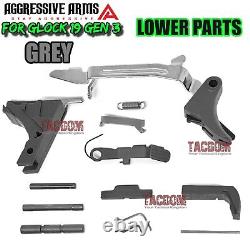 AGGRESSIVE ARMS GREY GRAY Slide + Lower Parts Kit for GL0CK 19 GEN 1 2 3 UPPER