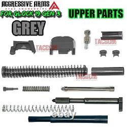 AGGRESSIVE ARMS GREY GRAY Slide + Lower Parts Kit for GL0CK 19 GEN 1 2 3 UPPER