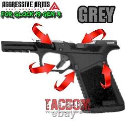 AGGRESSIVE ARMS GREY GRAY Slide + Lower Parts Kit for GL0CK 19 GEN 1 2 3 UPPER