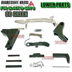 AGGRESSIVE ARMS OD GREEN Slide + Lower Parts Kit for GL0CK 19 GEN 1 2 3 UPPER