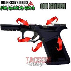 AGGRESSIVE ARMS OD GREEN Slide + Lower Parts Kit for GL0CK 19 GEN 1 2 3 UPPER