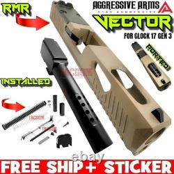 AGGRESSIVE ARMS VECTOR COMPLETE PORTED FDE SLIDE & BARREL For GLOCK 17 GEN 3 RMR