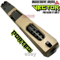 AGGRESSIVE ARMS VECTOR COMPLETE PORTED FDE SLIDE & BARREL For GLOCK 17 GEN 3 RMR