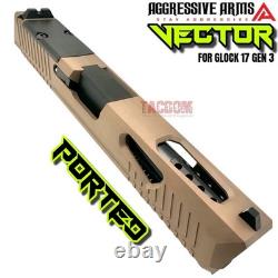 AGGRESSIVE ARMS VECTOR COMPLETE PORTED FDE SLIDE & BARREL For GLOCK 17 GEN 3 RMR