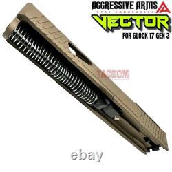 AGGRESSIVE ARMS VECTOR COMPLETE PORTED FDE SLIDE & BARREL For GLOCK 17 GEN 3 RMR