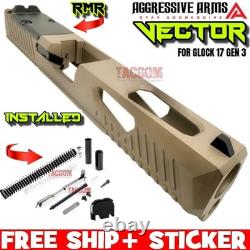 AGGRESSIVE ARMS VECTOR COMPLETE PORTED FDE SLIDE + SIGHTS For GLOCK 17 GEN 3 RMR