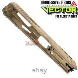 AGGRESSIVE ARMS VECTOR COMPLETE PORTED FDE SLIDE + SIGHTS For GLOCK 17 GEN 3 RMR