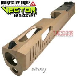 AGGRESSIVE ARMS VECTOR COMPLETE PORTED FDE SLIDE + SIGHTS For GLOCK 17 GEN 3 RMR
