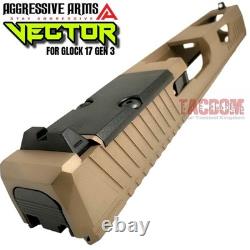 AGGRESSIVE ARMS VECTOR COMPLETE PORTED FDE SLIDE + SIGHTS For GLOCK 17 GEN 3 RMR