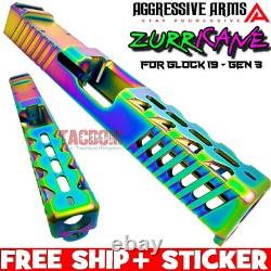 AGGRESSIVE ARMS ZURRICANE RAINBOW INSANE PORTED SLIDE For GLOCK 19 GEN 3 USA