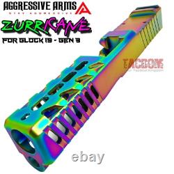 AGGRESSIVE ARMS ZURRICANE RAINBOW INSANE PORTED SLIDE For GLOCK 19 GEN 3 USA