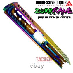 AGGRESSIVE ARMS ZURRICANE RAINBOW INSANE PORTED SLIDE For GLOCK 19 GEN 3 USA