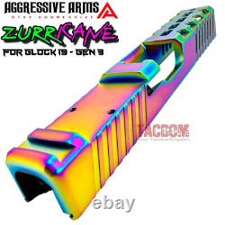 AGGRESSIVE ARMS ZURRICANE RAINBOW INSANE PORTED SLIDE For GLOCK 19 GEN 3 USA