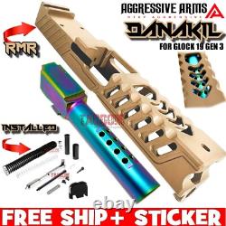 Aggressive Arms Danakil Complete Fde Ported Slide + Rainbow Barrel For Glock 19