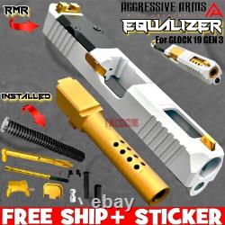 Aggressive Arms Equalizer Complete Ported White Slide Gold Barrel For Glock 19