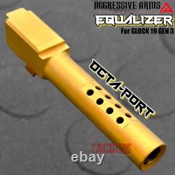 Aggressive Arms Equalizer Complete Ported White Slide Gold Barrel For Glock 19