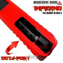 Aggressive Arms Inferno Complete Ported Red Slide Black Barrel For Glock 19 Gen3