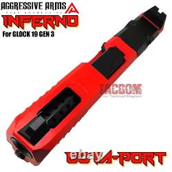 Aggressive Arms Inferno Complete Ported Red Slide Black Barrel For Glock 19 Gen3