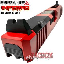 Aggressive Arms Inferno Complete Ported Red Slide Black Barrel For Glock 19 Gen3