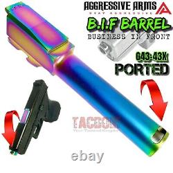 Aggressive Arms Rainbow Pvd Slide Gl0ck 43 43x -rmsc Optic Cut + Ported Barrel