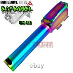 Aggressive Arms Rainbow Pvd Slide Gl0ck 43 43x -rmsc Optic Cut + Ported Barrel