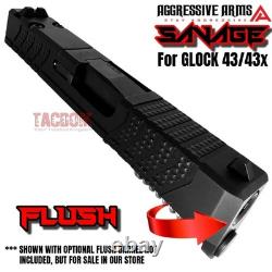 Aggressive Arms Savage Complete Slide + Upper Parts For Glock 43 43x Black