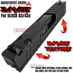 Aggressive Arms Savage Complete Slide + Upper Parts For Glock 43 43x Black