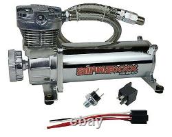 Airmaxxx 480 Chrome Air Compressor Kit with Air Intake Filter Relocator 180 psi