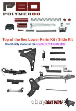BEST Upper Slide & Lower Parts Frame Kit for Glock 19 GEN 3 & P80 PF940C 9mm