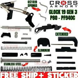 CROSS ARMORY UPGRADED Upper Lower Frame Slide Parts Kit for Glock 19 PF940C P80