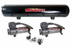 Chevy S10 Air Kit Pewter Air Compressors 25 & 26 Bags 1/2 Valve Shirt Blk AVS 7