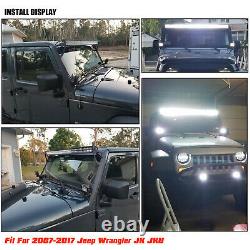 Fit 07-18 Jeep Wrangler JK 5D 52 INCH LED Light Bar+Mounting Bracket+ 2x 4 Pods