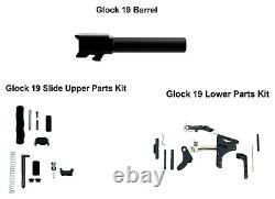 Fits GL0CK 19 Gen3 9mm Barrel + Upper Slide Completion Kit + Lower Parts Kit G19