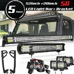 For 07-18 Jeep Wrangler JK 3-Row 52 LED Light Bar+20 Lower+4x Pods+Mount Kit
