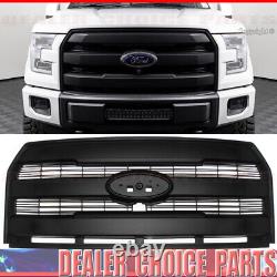 For 2015 2016 2017 Ford F150 Front Grille King Ranch Style WithCam HL MATTE BLACK